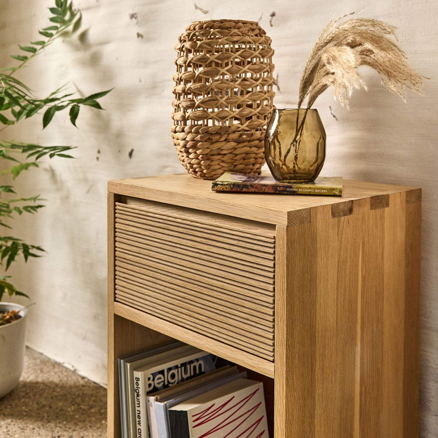 TASSIA - Bloc de 1 tiroir en chêne strié L40cm - bois clair