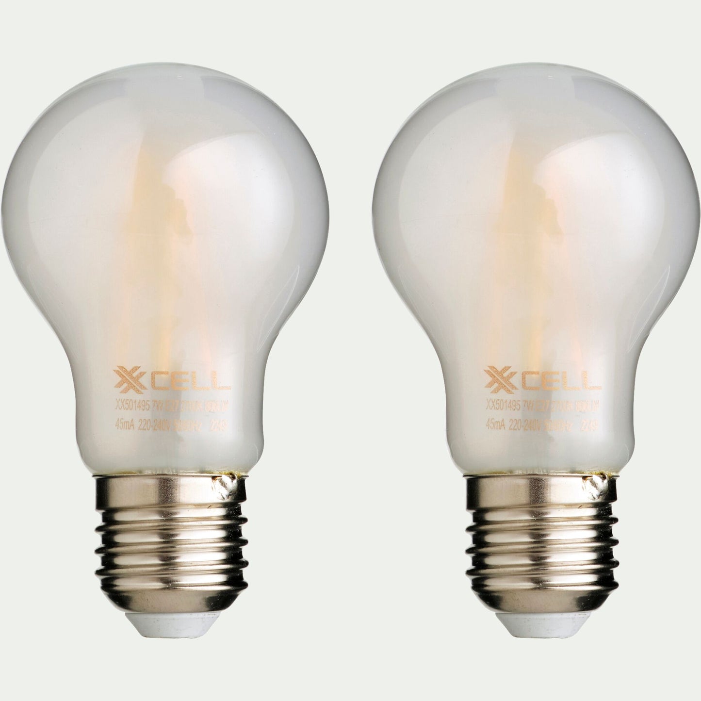 STANDARD - Lot de 2 ampoules LED dépolies à filament culot E27 luminosité moyenne - blanc
