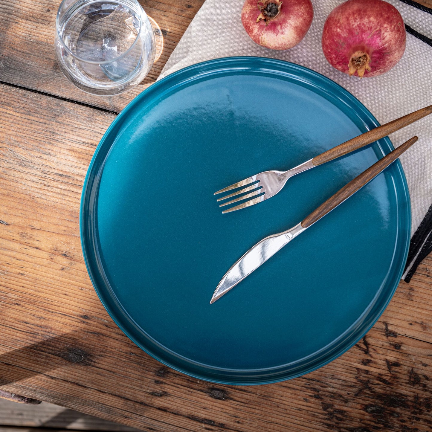 SELMA - Assiette plate en faïence D28cm - bleu figuerolles