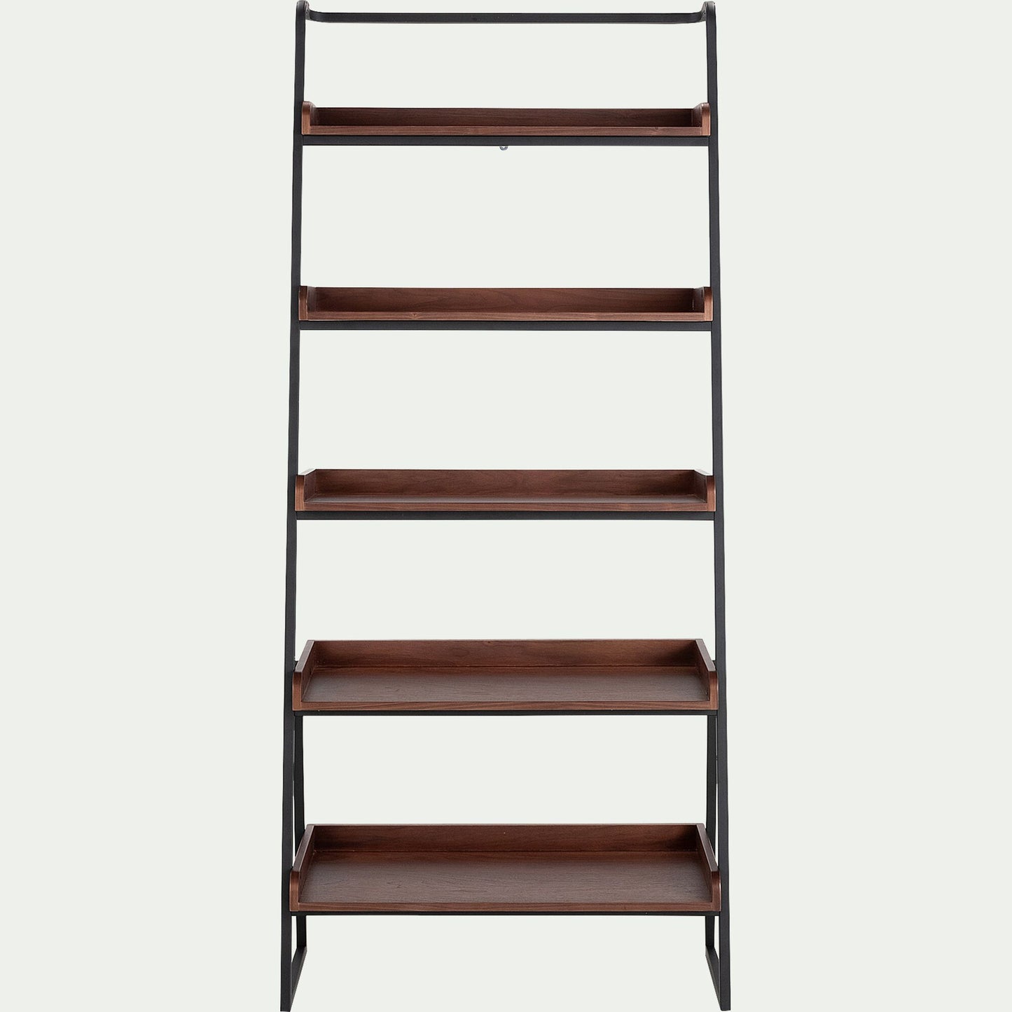 ESTANIER - Etagère 5 tablettes plaquée noyer et métal noir - L80cm