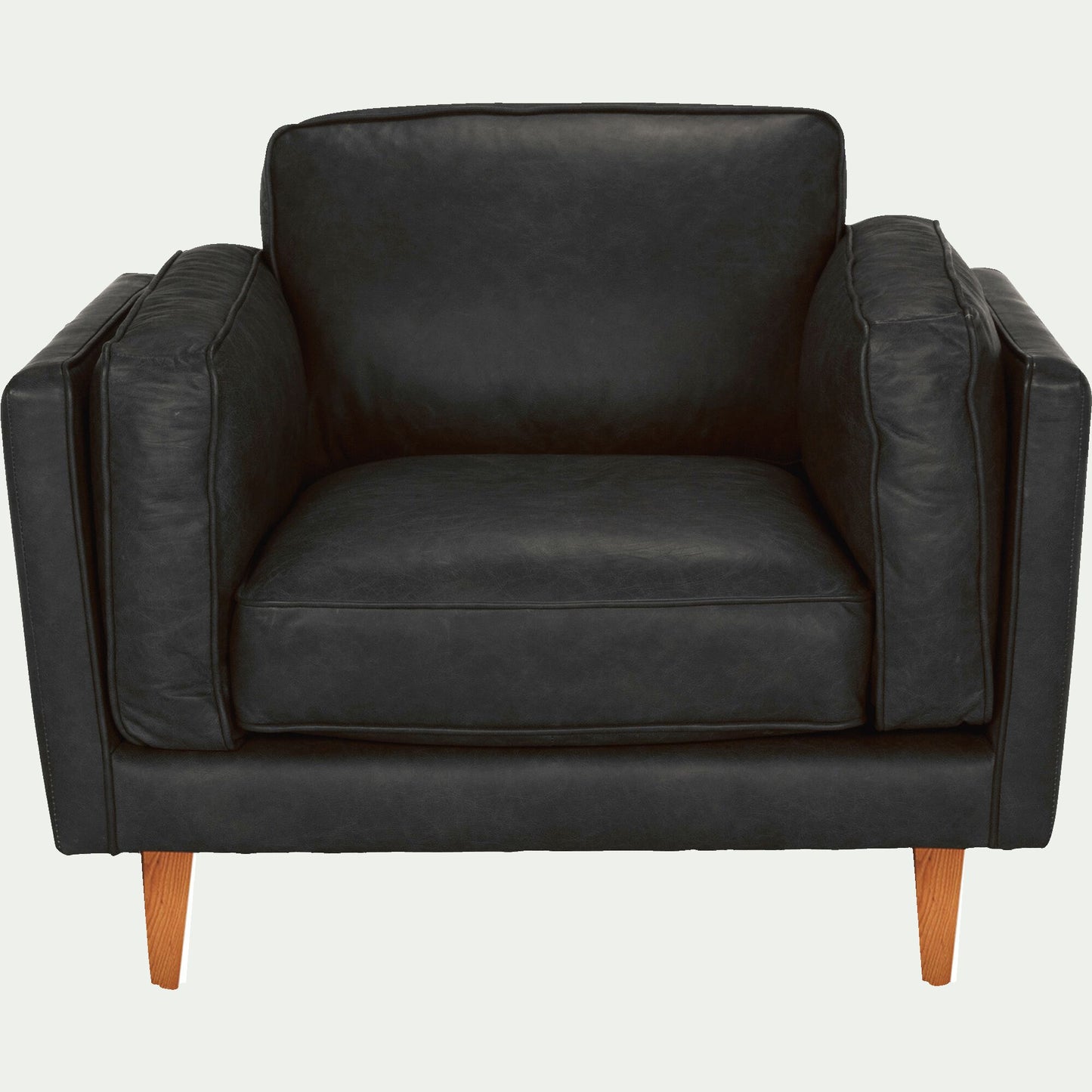 BROOKLYN - Fauteuil en cuir de vachette noir