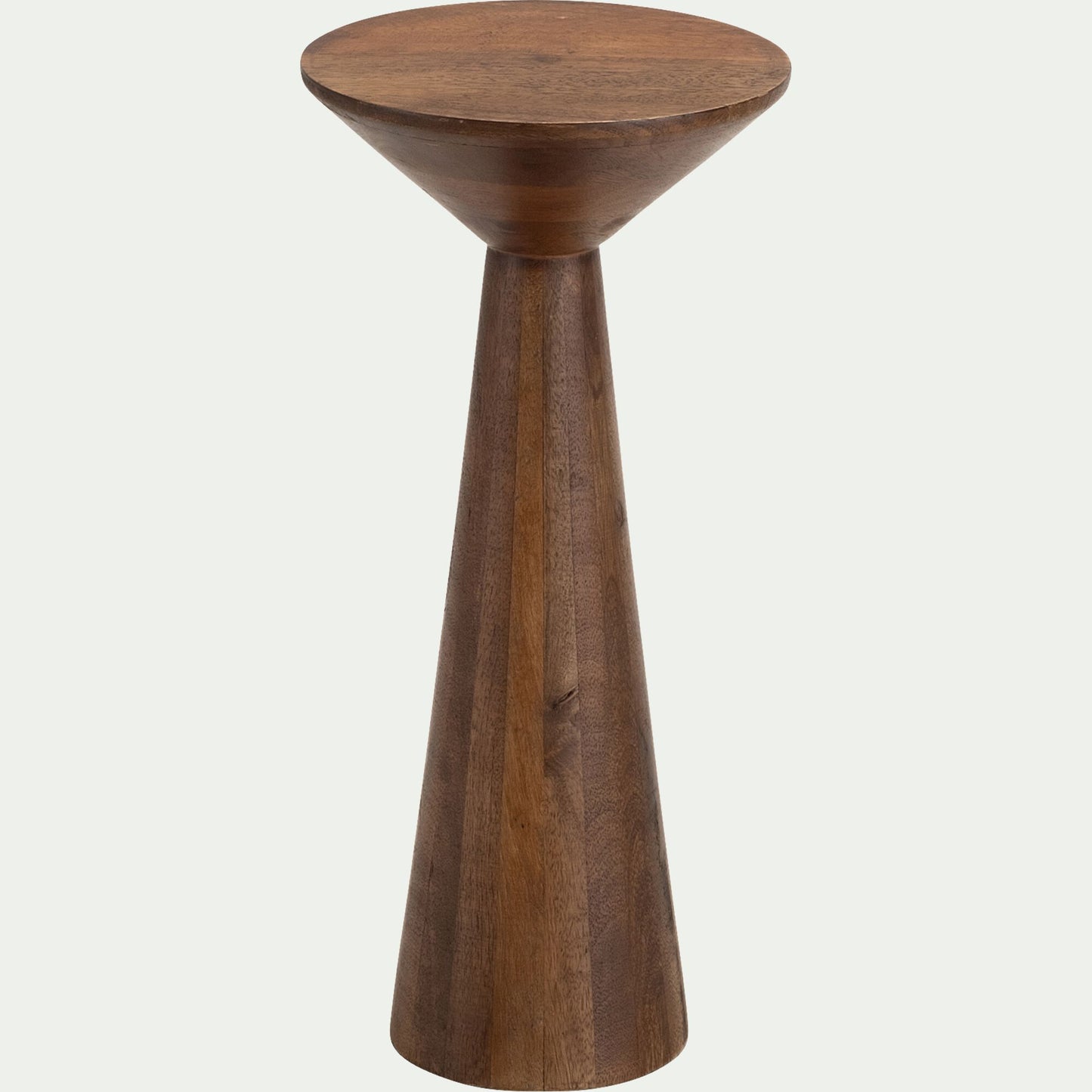 MATTIA - Bout de canapé en bois de manguier rond D25xH53,3cm - bois foncé