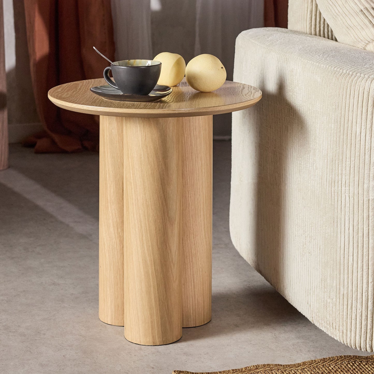 UTELLE - Bout de canapé rond en bois D45xH50cm - naturel