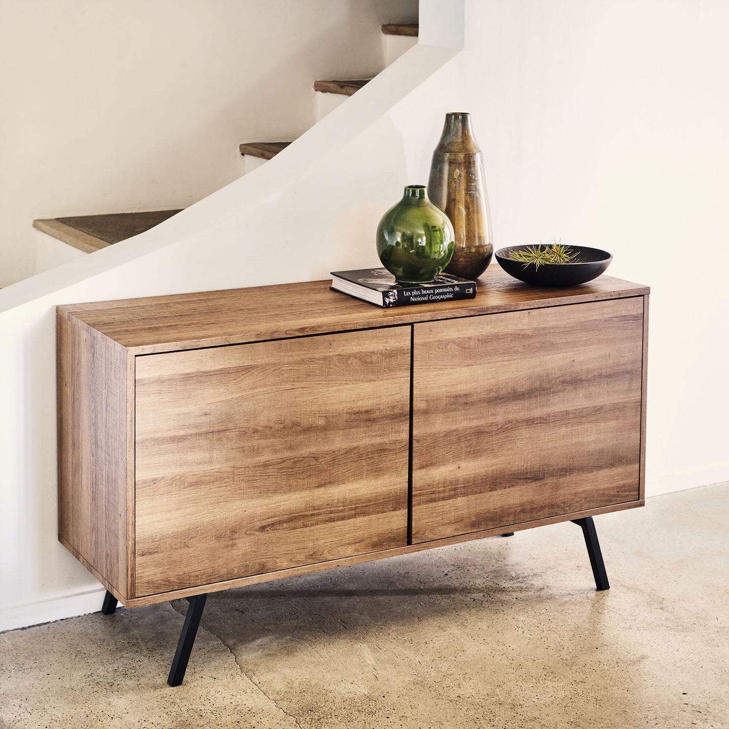 OCTAVIE - Buffet 2 portes en bois L140cm - bois foncé