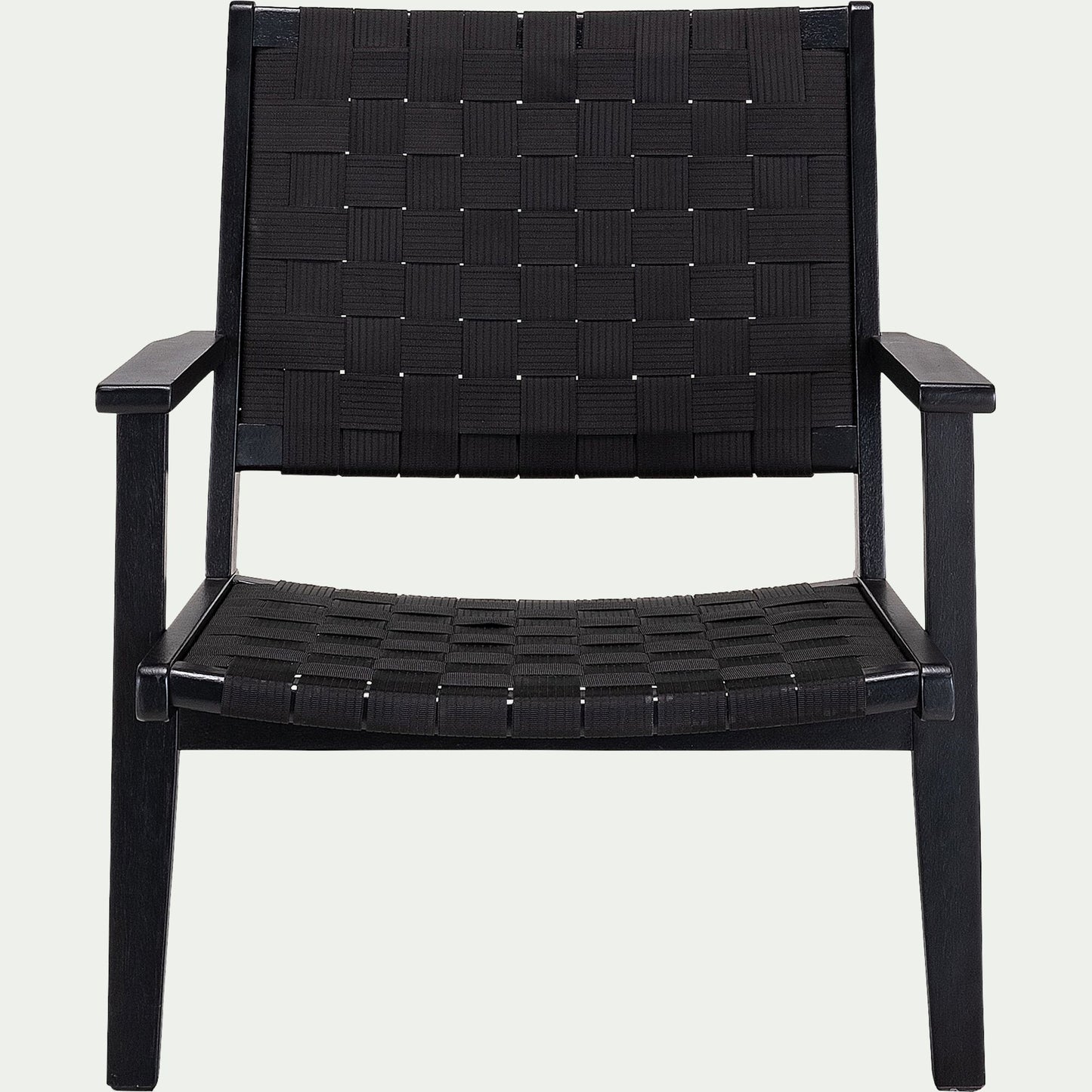 ZEPHYR - Fauteuil de jardin en bois d'eucalyptus et polyester - noir