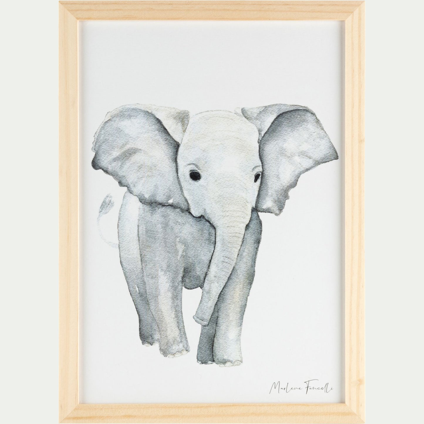 ELEPHANT - Image aquarelle encadrée Éléphant - A4