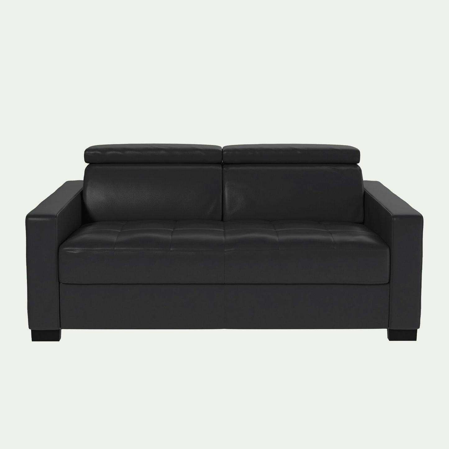 MAURO - Canapé 2 places fixe en cuir avec accoudoirs 15cm - brun terre d'ombre