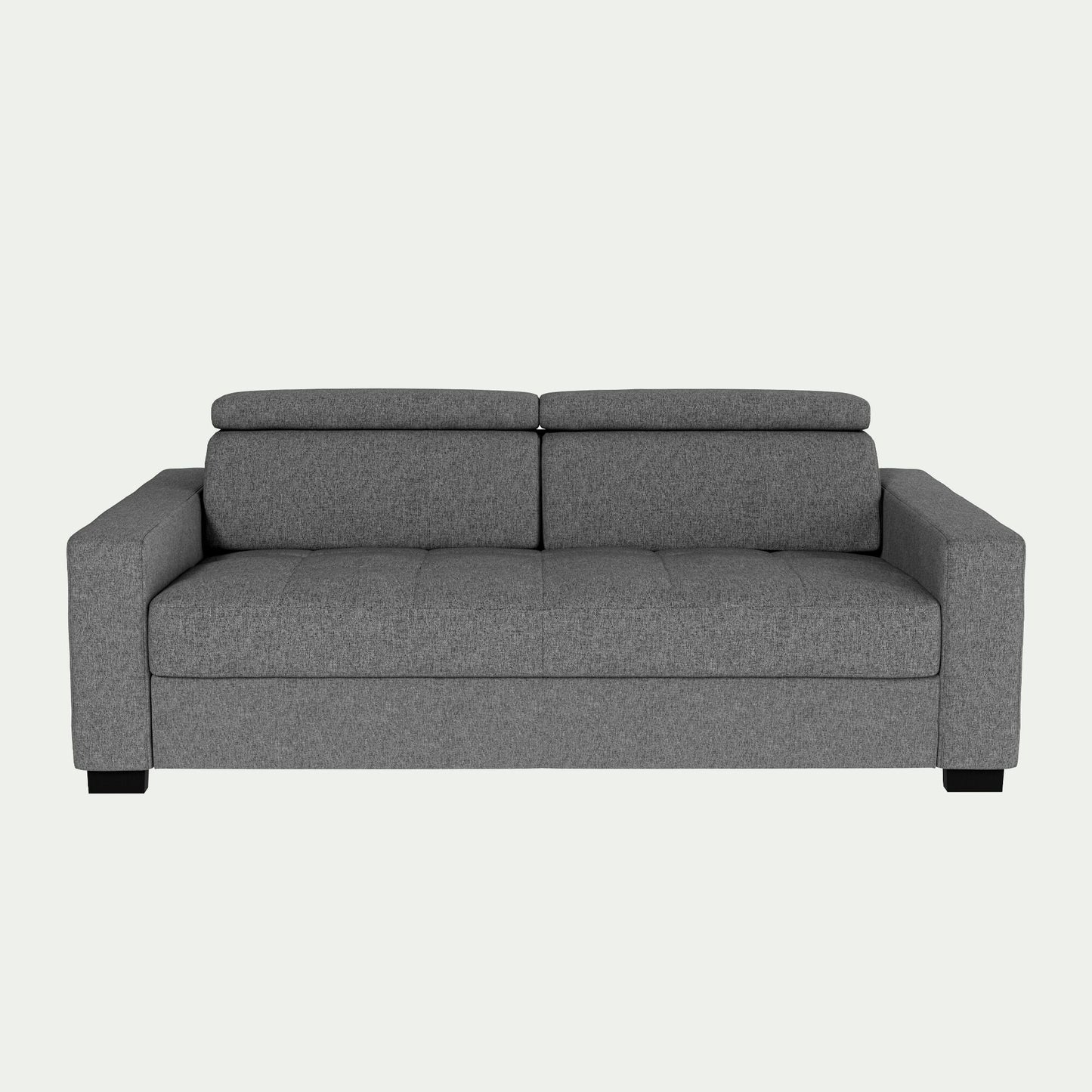 MAURO - Canapé 3 places convertible en tissu avec accoudoirs 20cm - gris