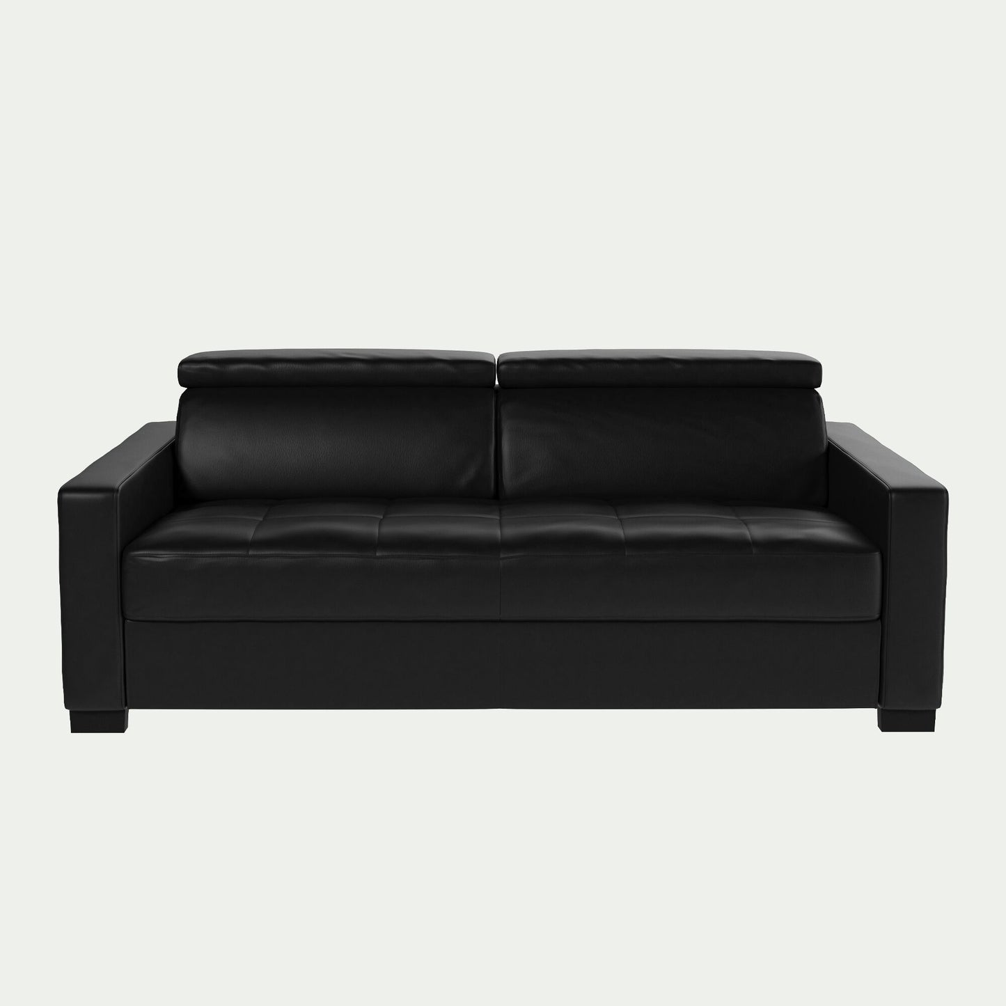 MAURO - Canapé 3 places convertible matelas Bultex en cuir avec accoudoirs 15cm - noir