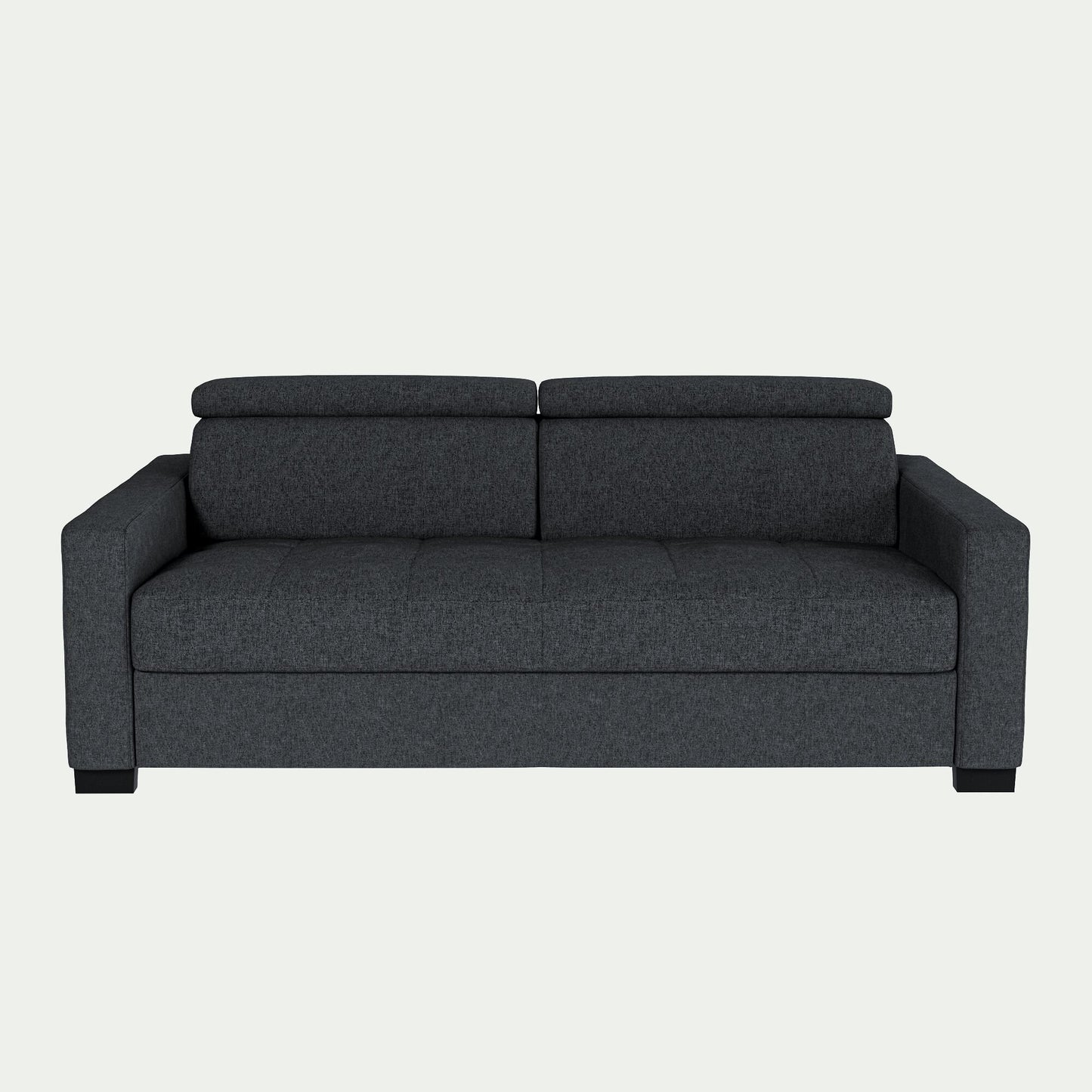 MAURO - Canapé 3 places fixe en tissu pop avec accoudoirs 15cm - gris anthracite