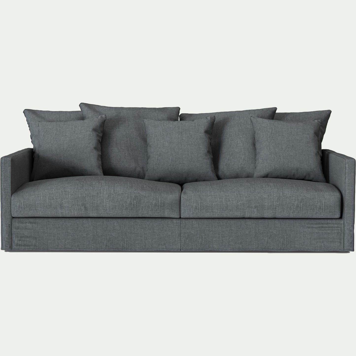 SIMONA - Canapé 4 places convertible avec matelas Bultex en lin et viscose - gris ardoise