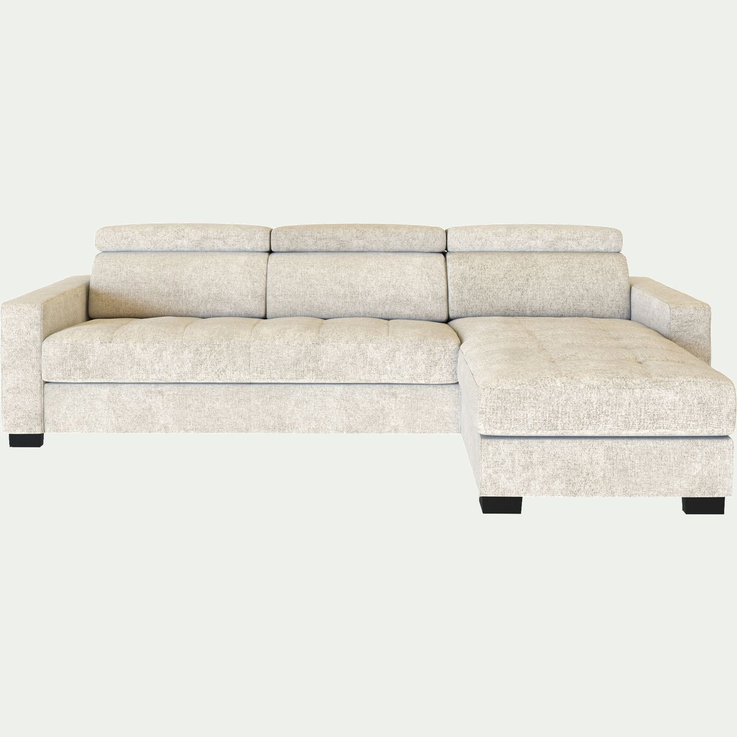 MAURO - Canapé d'angle gauche convertible en tissu genesis avec accoudoirs 20cm - blanc ventoux