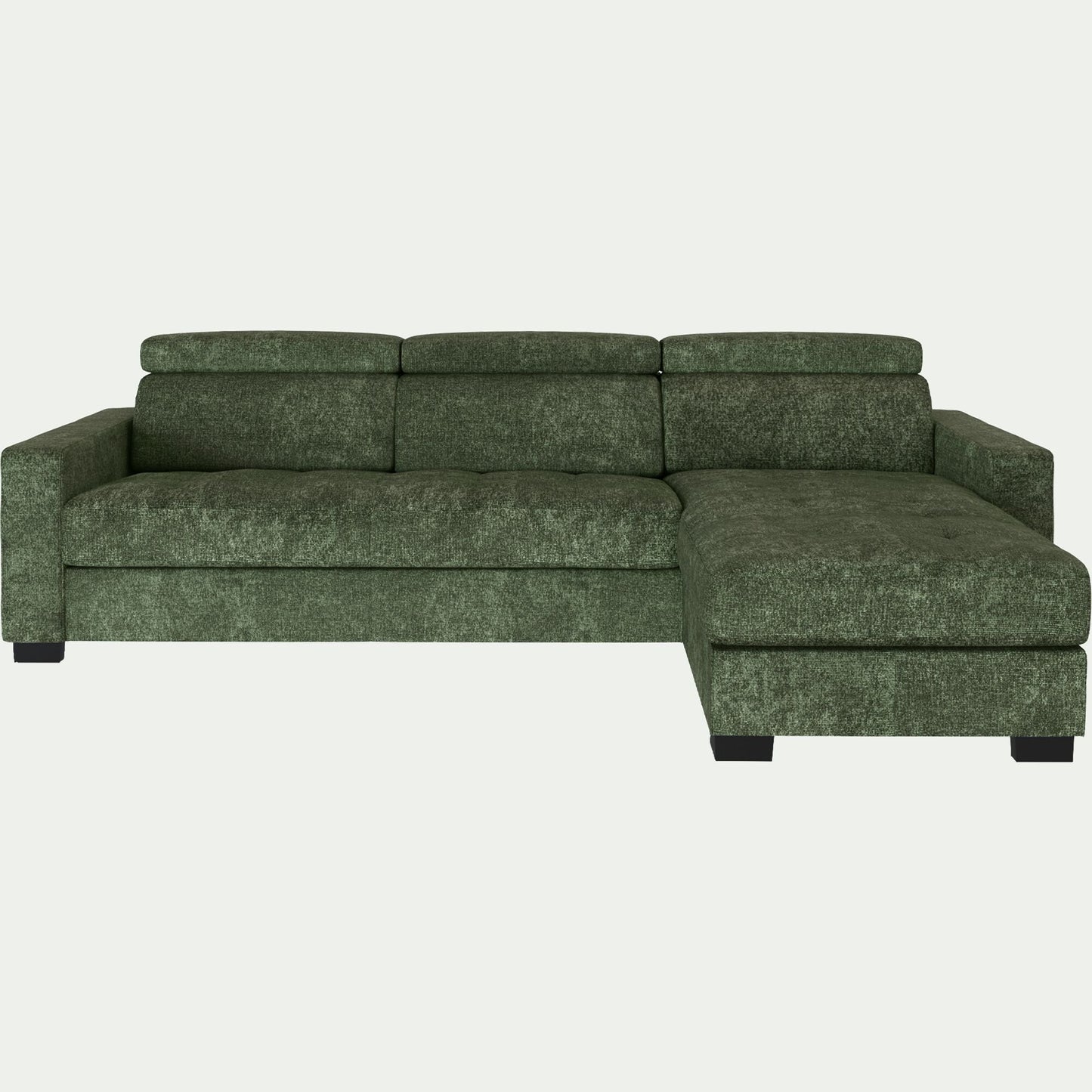 MAURO - Canapé d'angle convertible en tissu genesis avec accoudoirs 20cm - vert cèdre