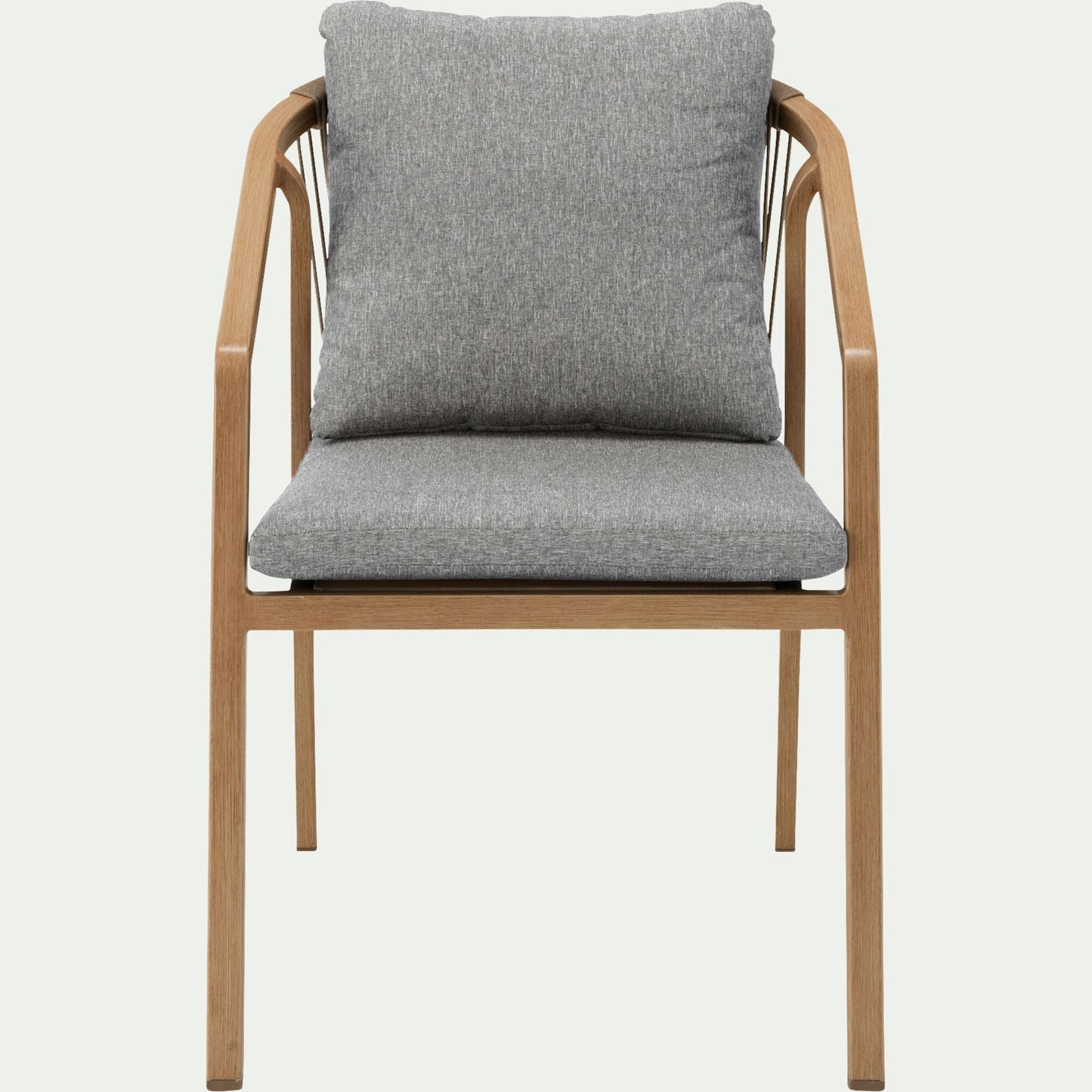 MYRTHE - Chaise de jardin avec accoudoirs en aluminium effet bois - gris