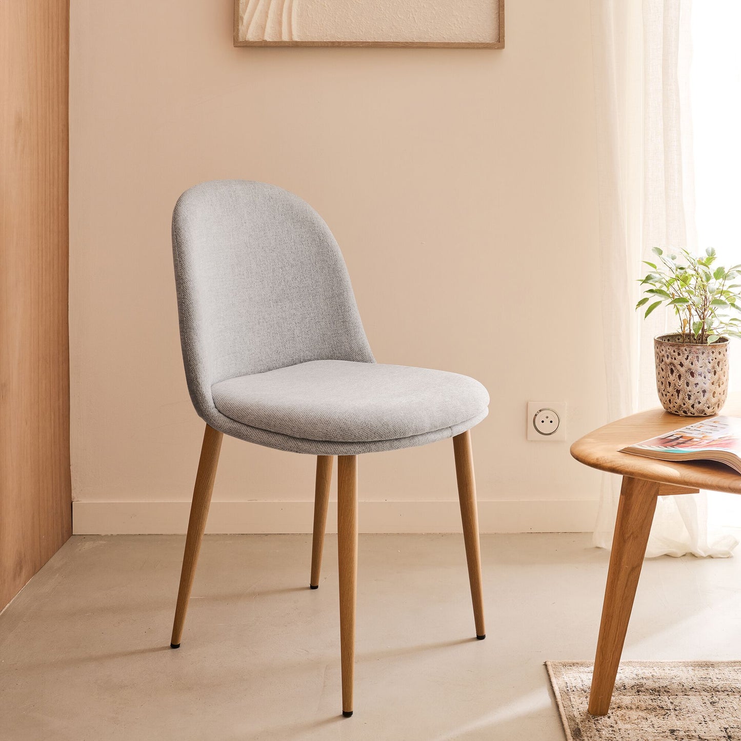 OBLADE - Chaise de repas en tissu - gris clair
