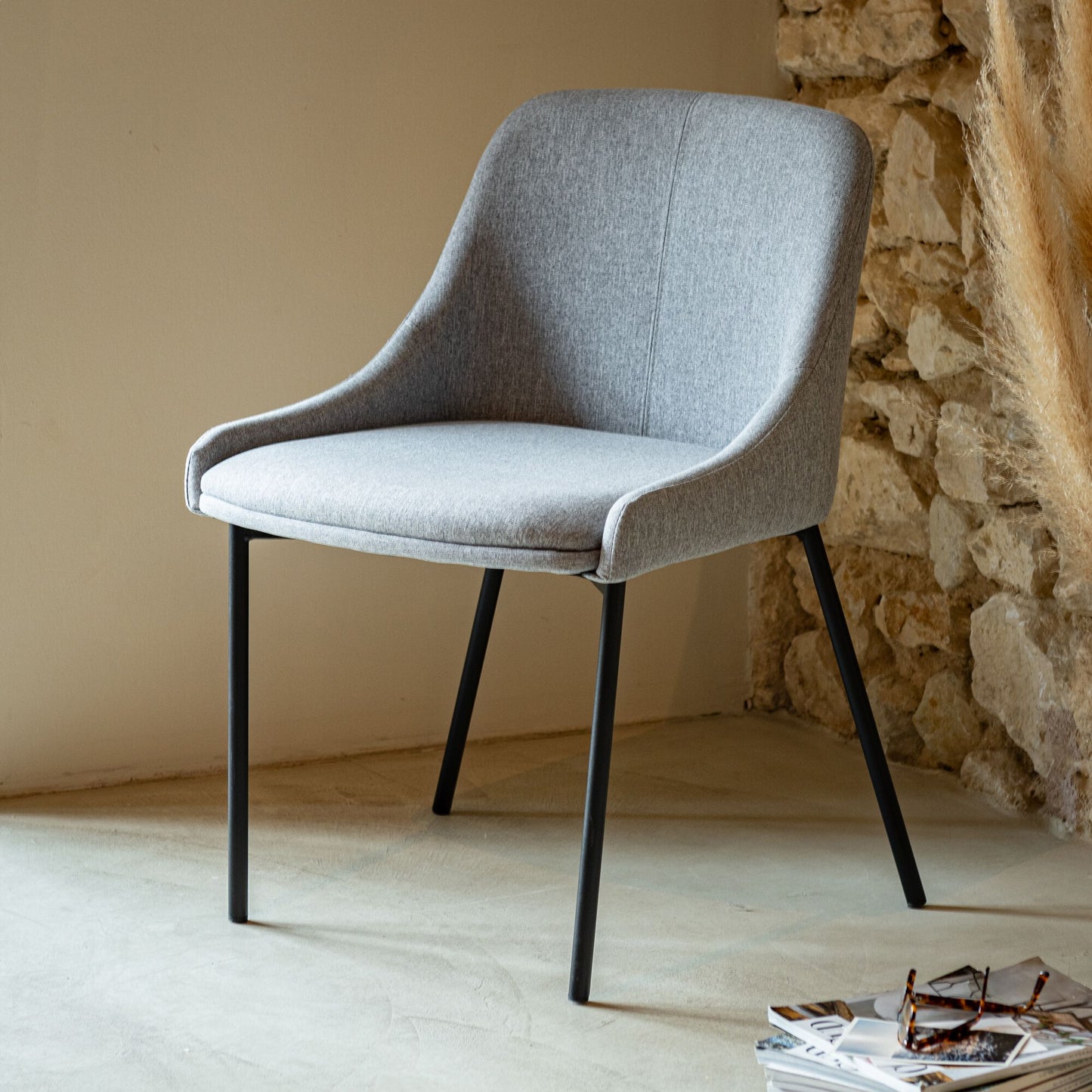 TINOU - Chaise en tissu - gris borie