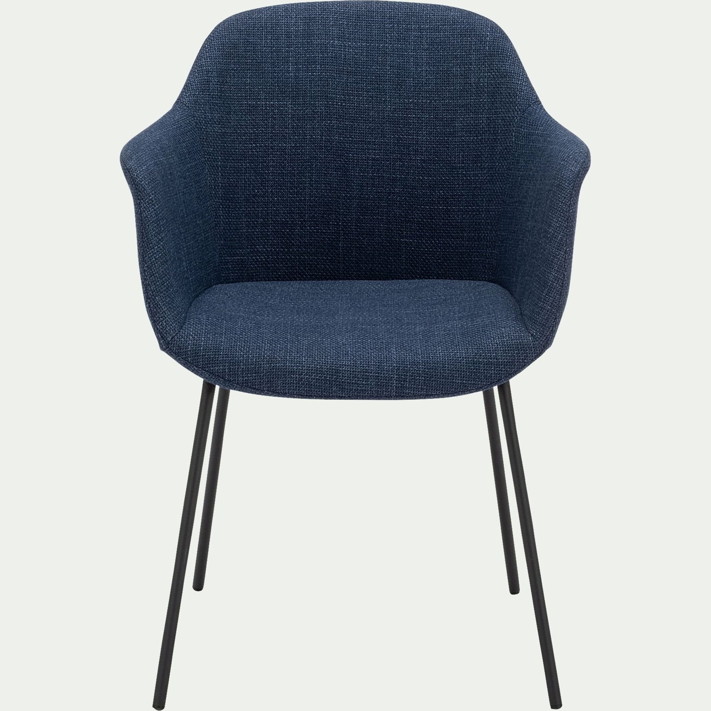 CHLOE - Chaise de repas avec accoudoirs en tissu - bleu figuerolles