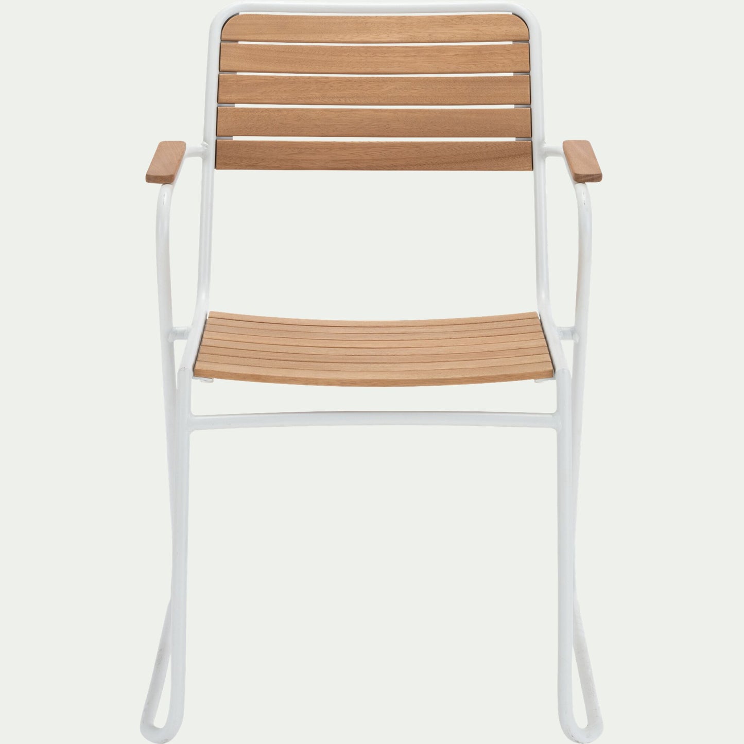 COLMARS - Chaise de jardin avec accoudoirs en aluminium et eucalyptus - blanc