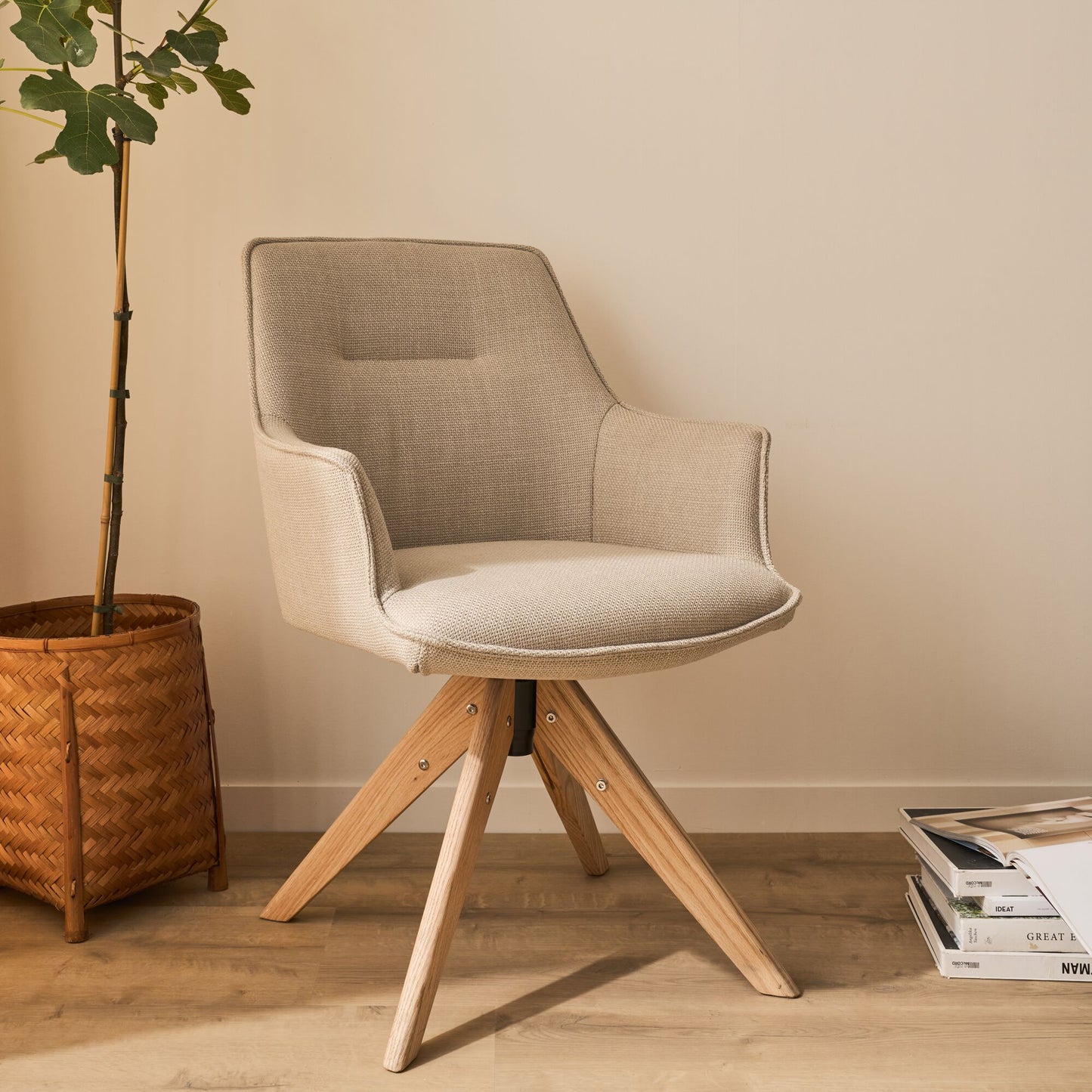MONS - Chaise de repas avec accoudoirs en tissu - gris
