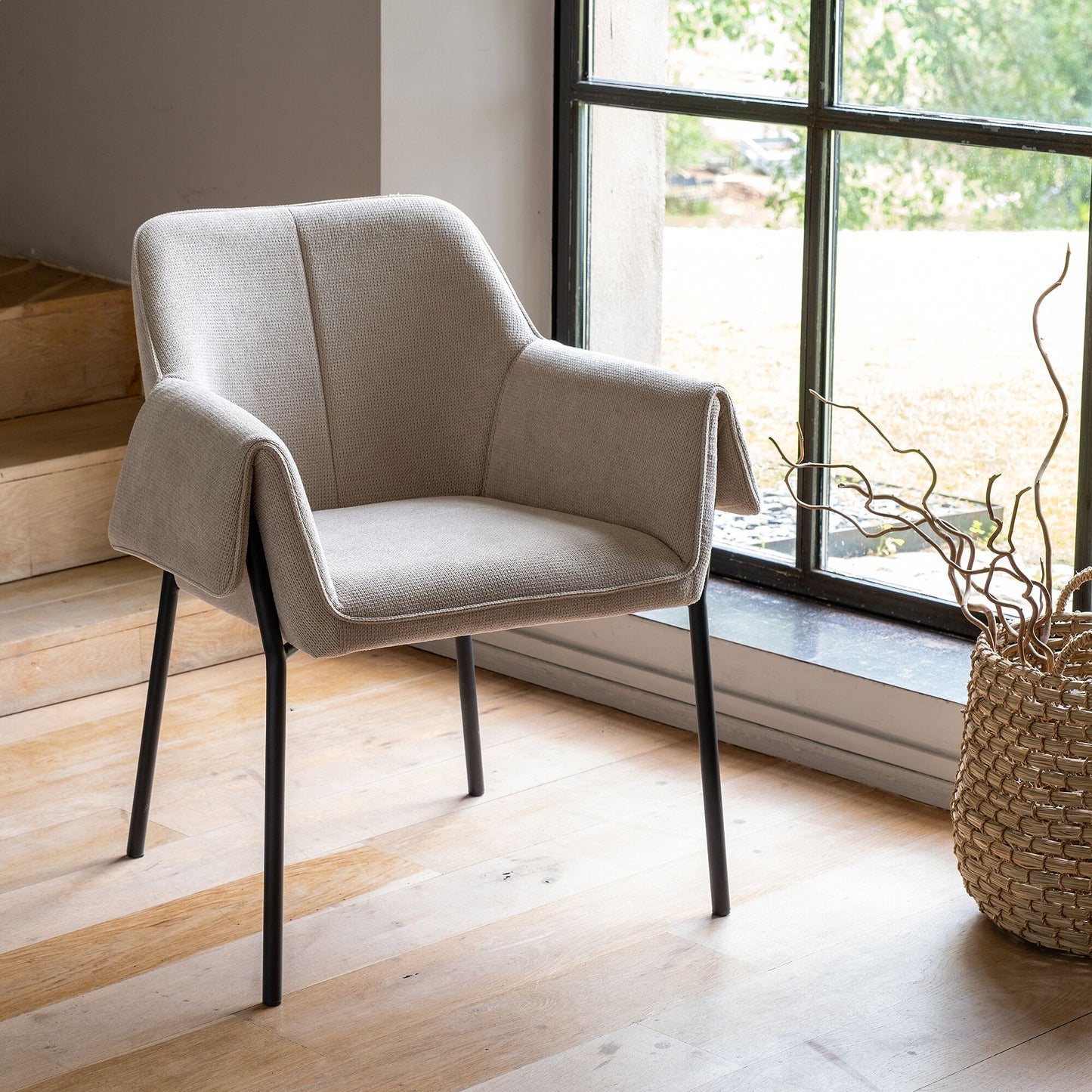 OIA - Chaise en tissu avec accoudoirs - gris