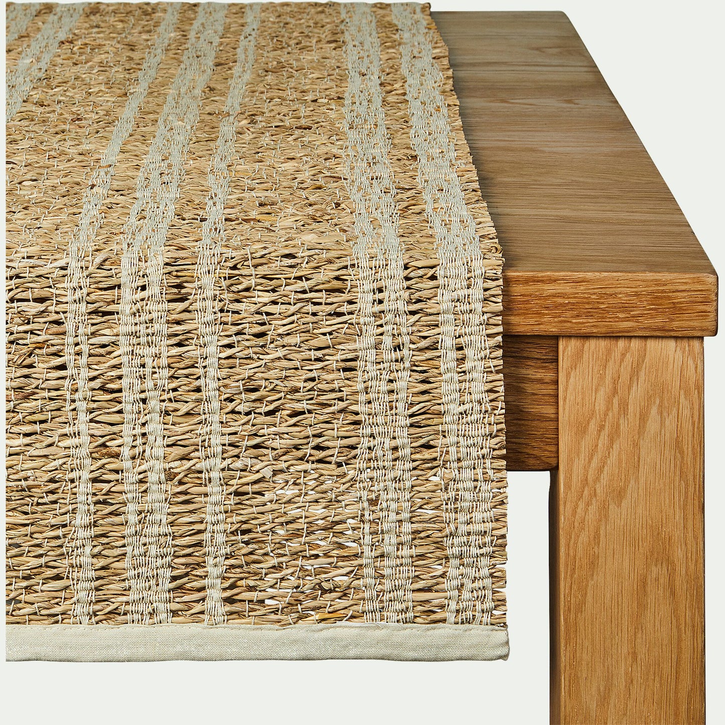 SONA - Chemin de table en paille et coton - naturel 50x150cm