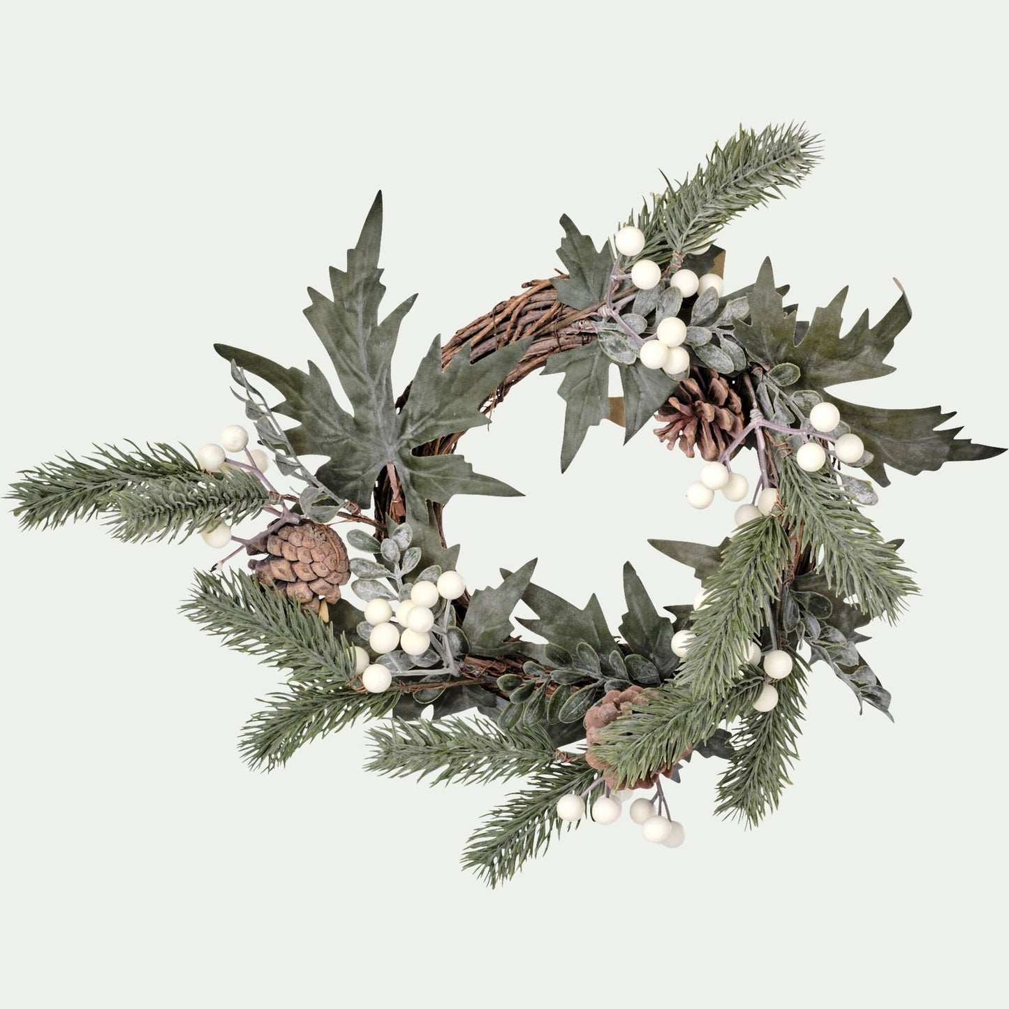 DRALINO - Couronne de Noël de feuilles et de baies D35cm - vert