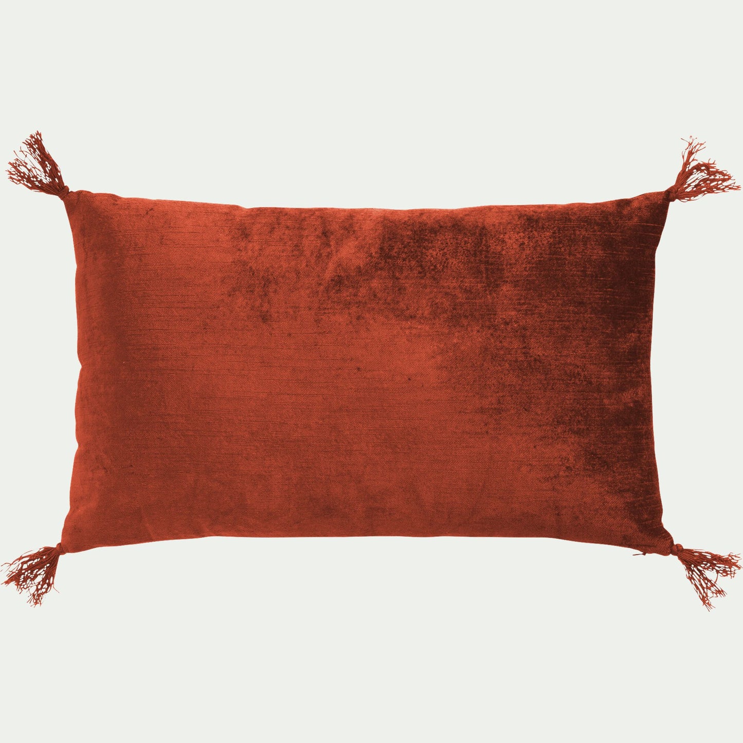 ADIF - Coussin à pompons en velours 30x50cm - brun rustrel