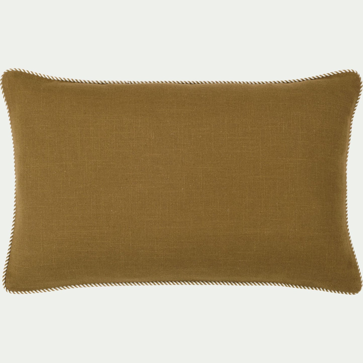ARLES - Coussin à passepoil bicolore en coton 30x50cm - vert mousse