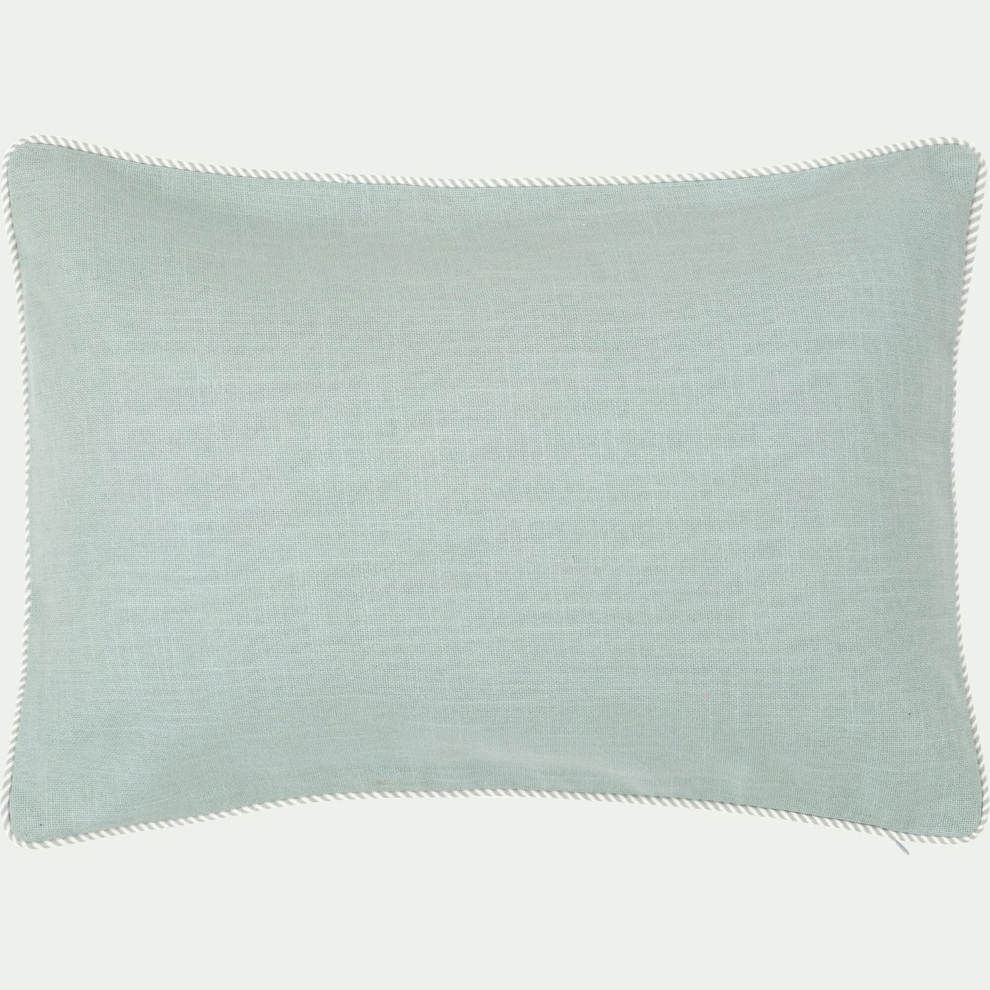 ARLES - Coussin à passepoil bicolore en coton 30x50cm - bleu calaluna