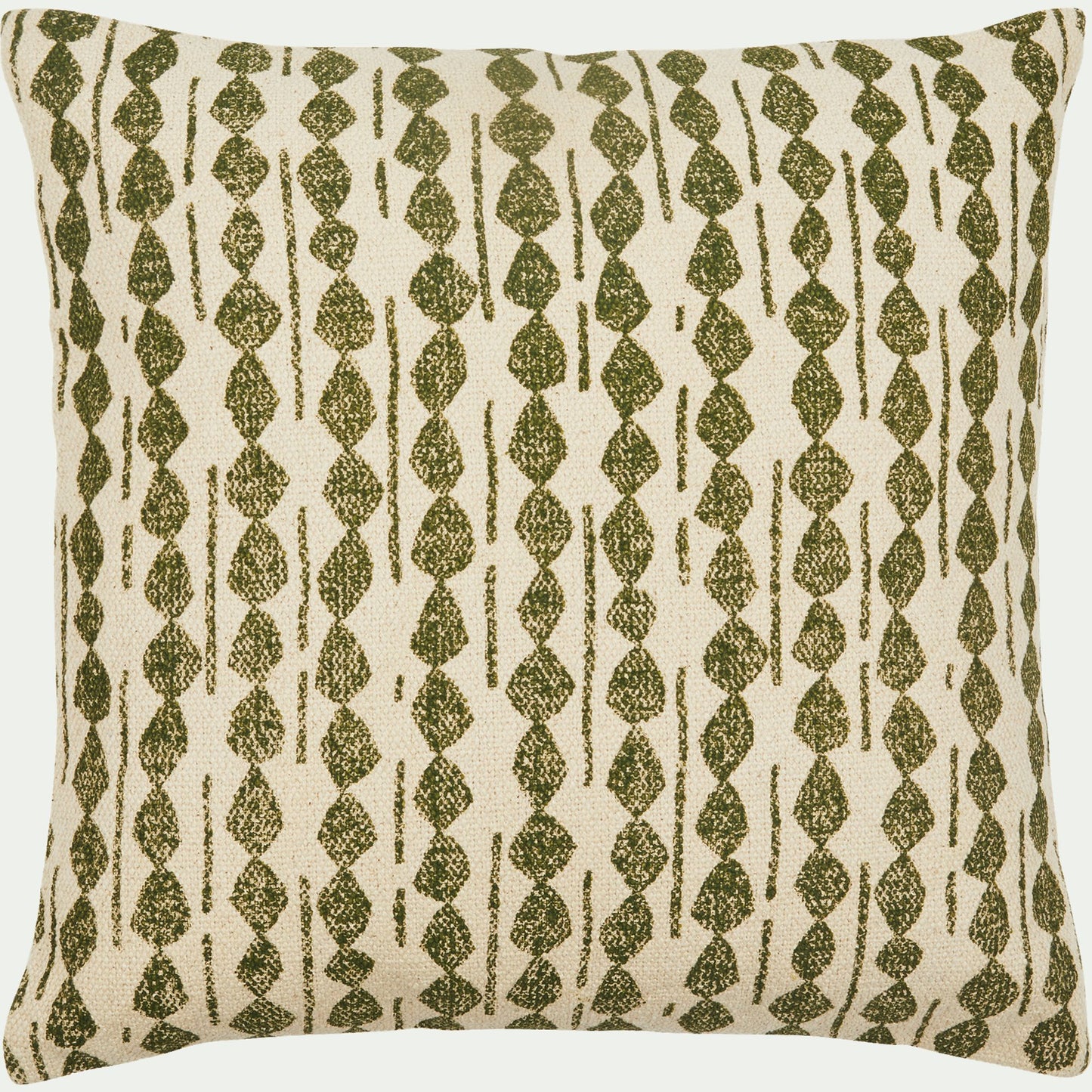 BARRAS - Coussin ethnique en coton - vert cèdre 45x45cm