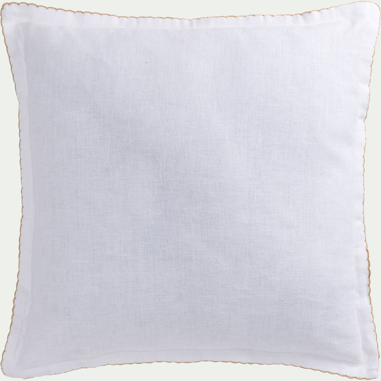 ISTIA - Coussin finition croquet en lin et coton 45x45cm - blanc
