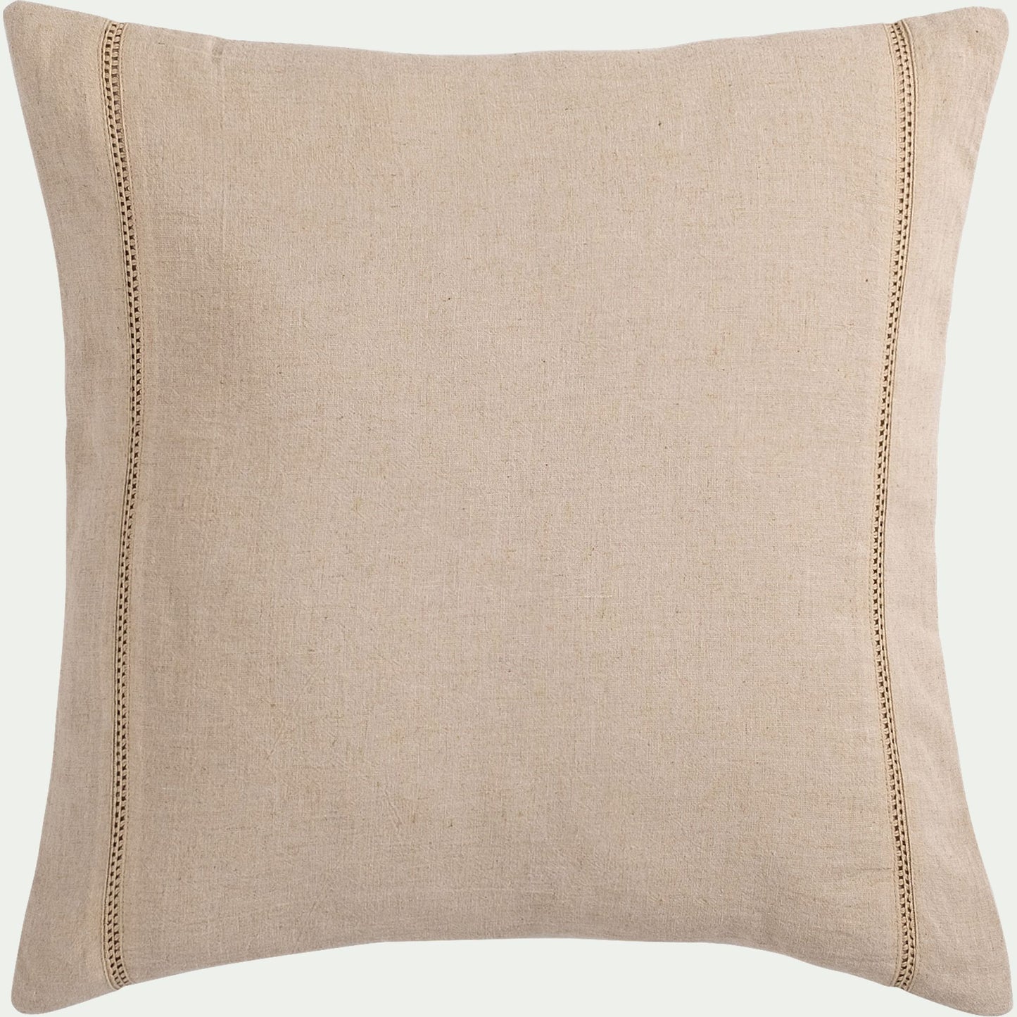 LAUZON - Coussin en lin et coton finition liseré 45x45cm - beige