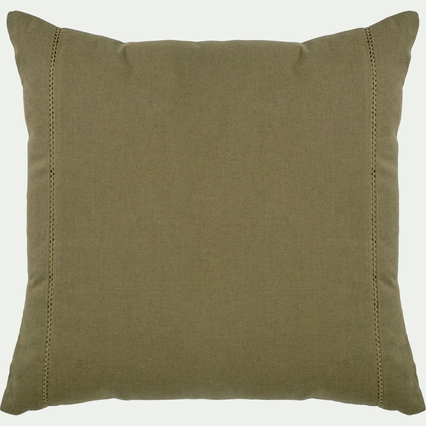 LAUZON - Coussin en lin et coton finition liseré 45x45cm - vert mousse