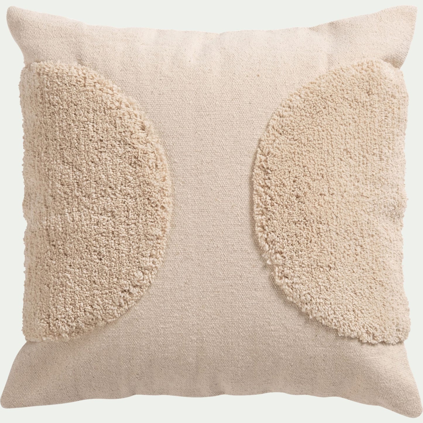 OLLIA - Coussin motifs laineux en coton 45x45cm - naturel
