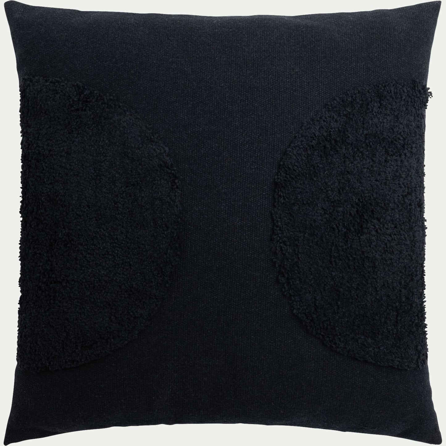 OLLIA - Coussin motifs laineux en coton 45x45cm - noir