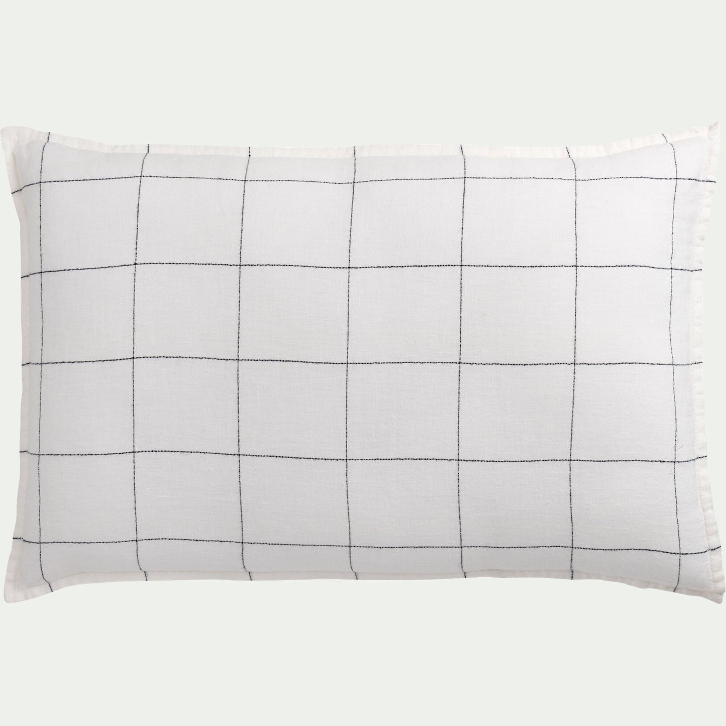 TETRA - Coussin à carreaux en lin 40x60cm - blanc
