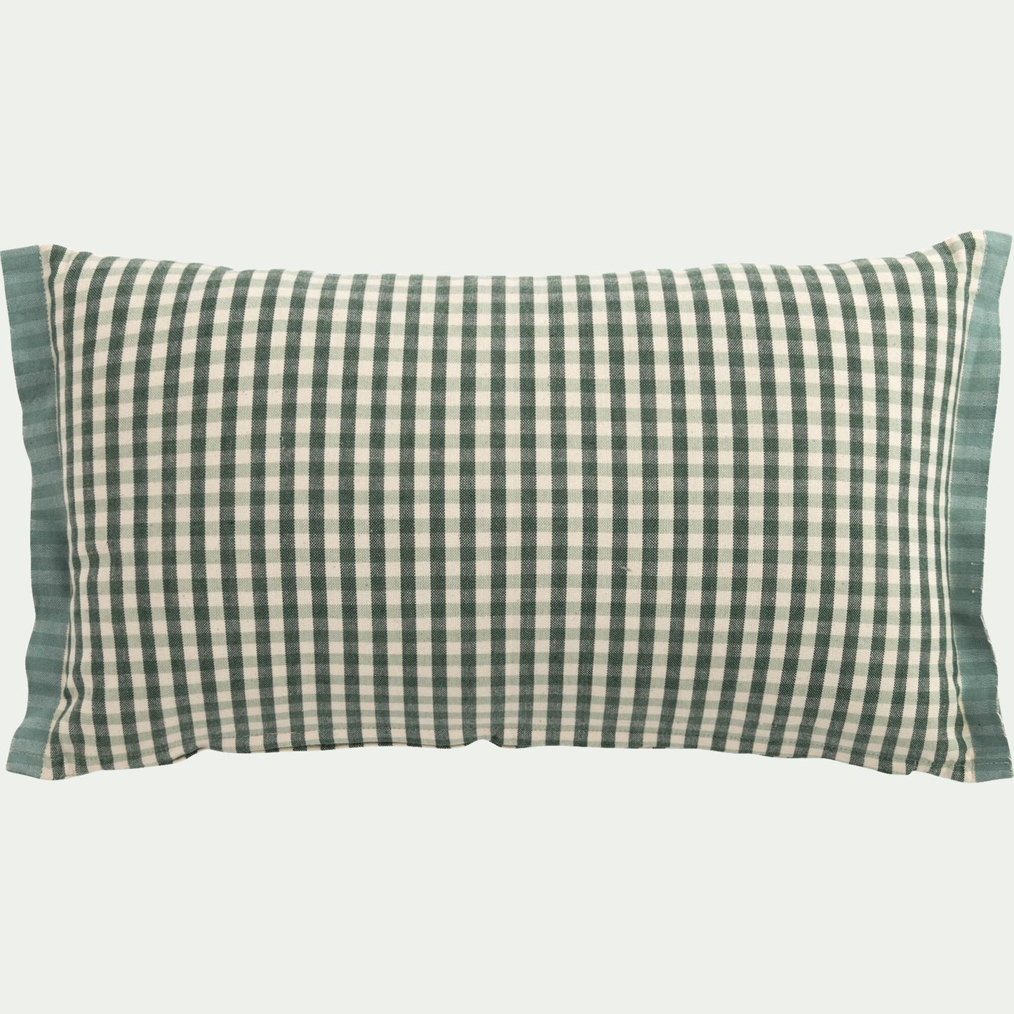 TIANA - Coussin à carreaux en coton finition volant 30x50cm - bleu