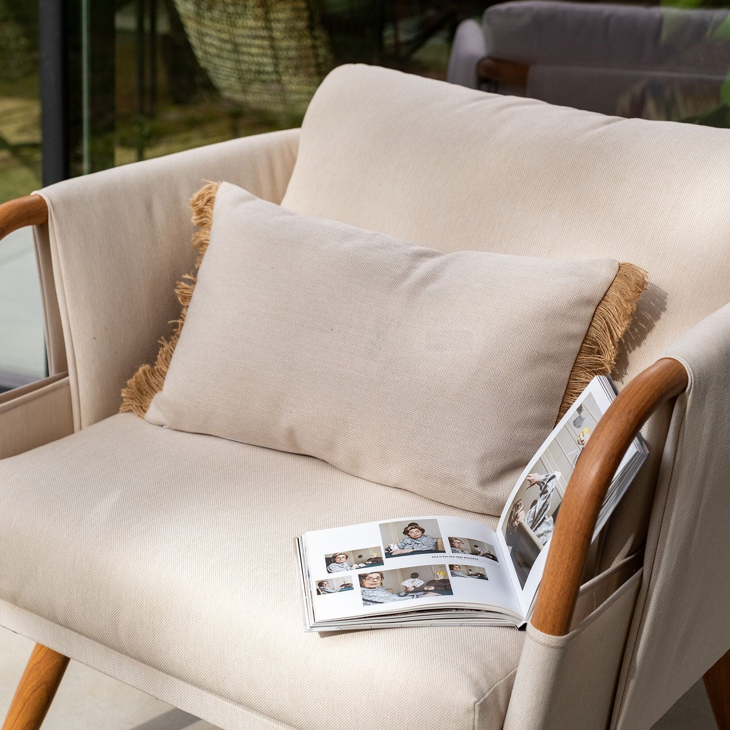 ZAIDA - Coussin de jardin 30x50cm - beige alpilles