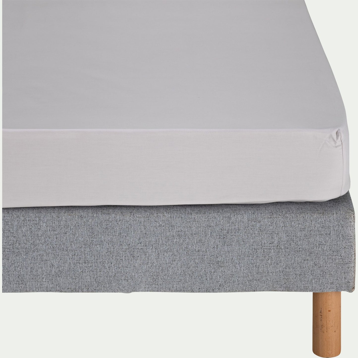 MARLY - Drap housse en percale de coton 180x200cm B30cm - gris perle
