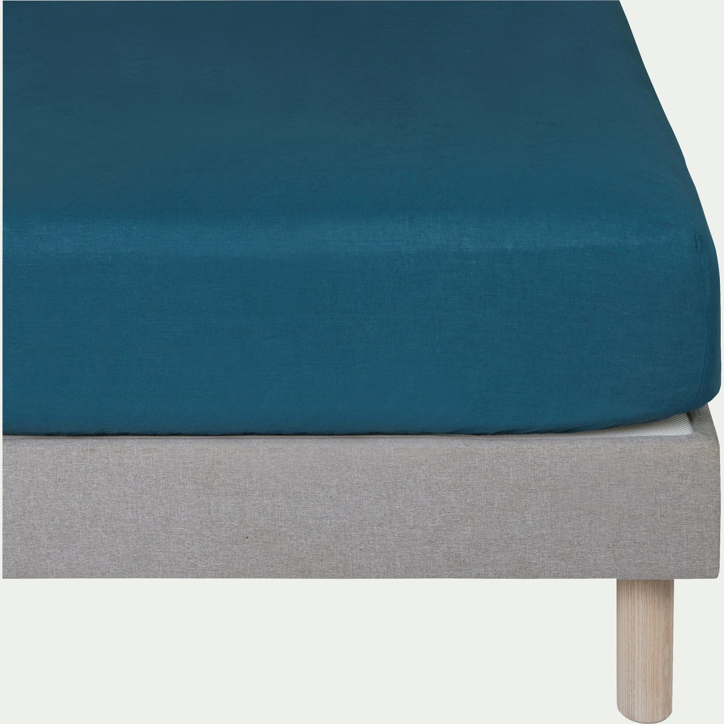 VENCE - Drap housse en lin lavé 140x200cm B28cm - bleu figuerolles