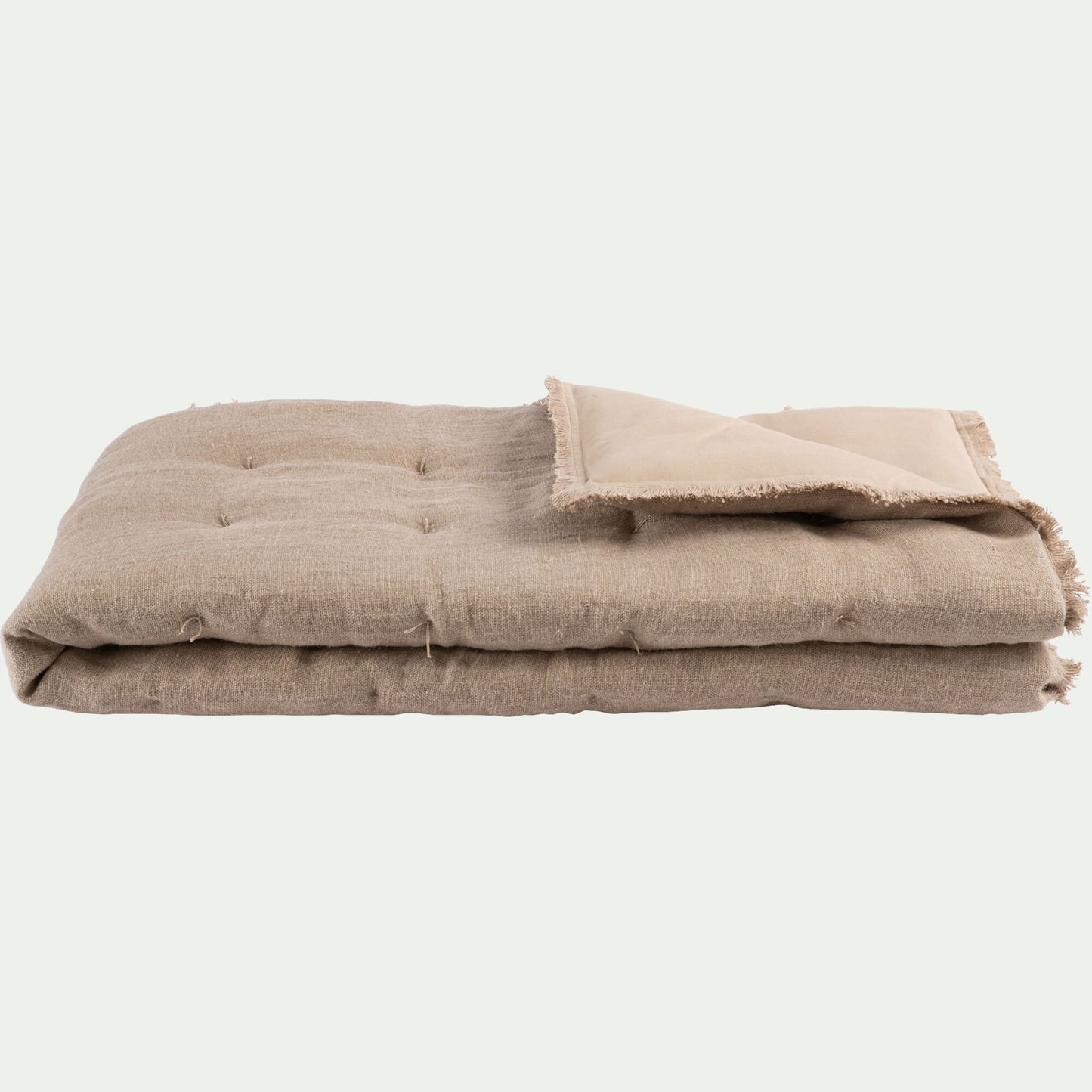TANTA - Edredon en lin et coton frangé 100x180cm - beige alpilles