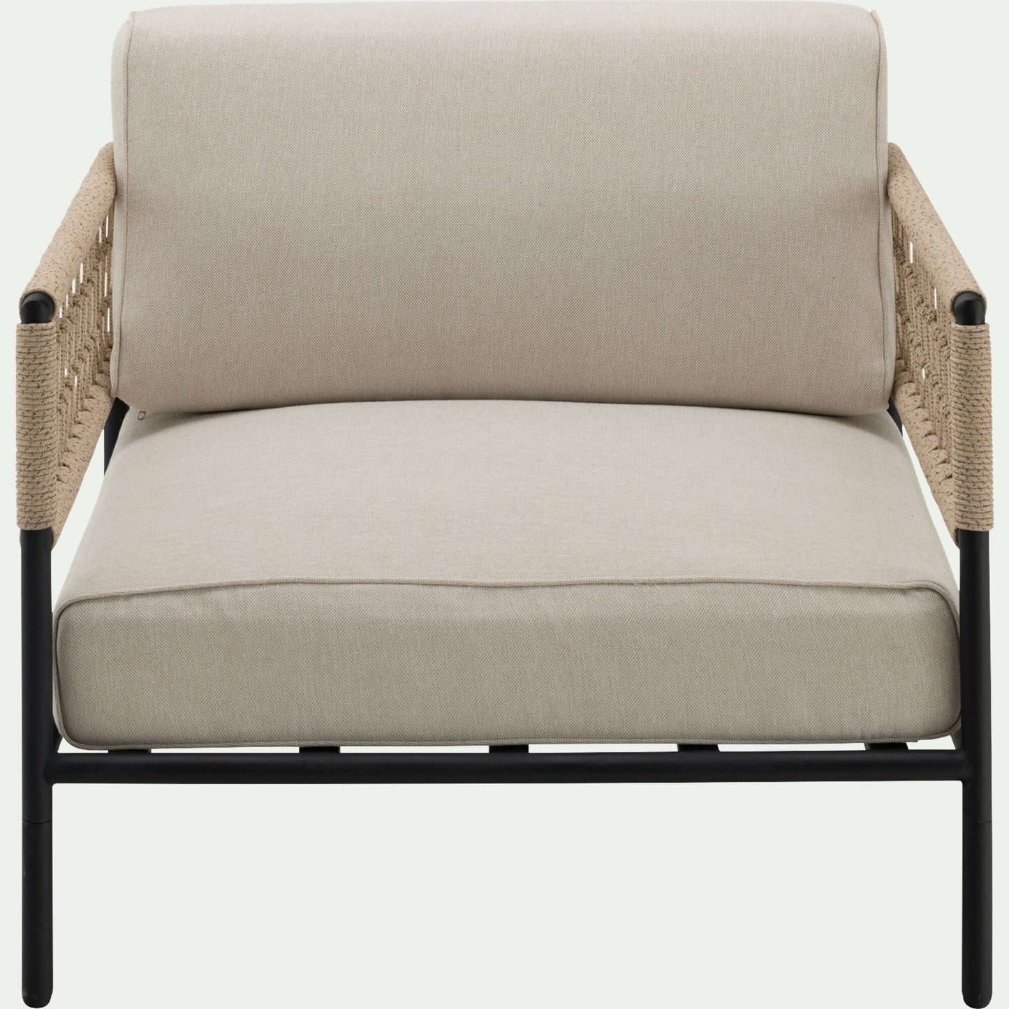 MIMET - Fauteuil de jardin en acier et corde - beige