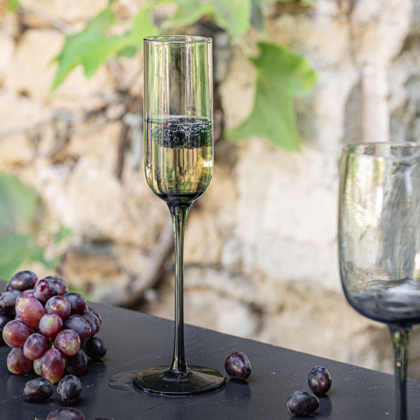 ORAGE - Flûte à champagne en verre 18,5cl - gris