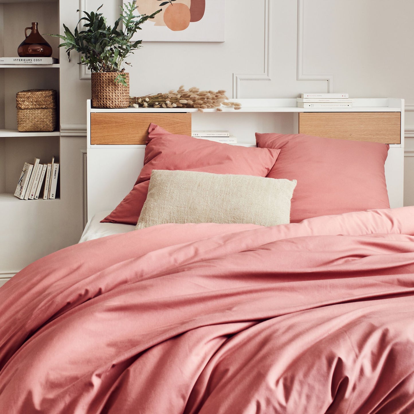 CALANQUES - Linge de lit uni en coton - rouge ricin