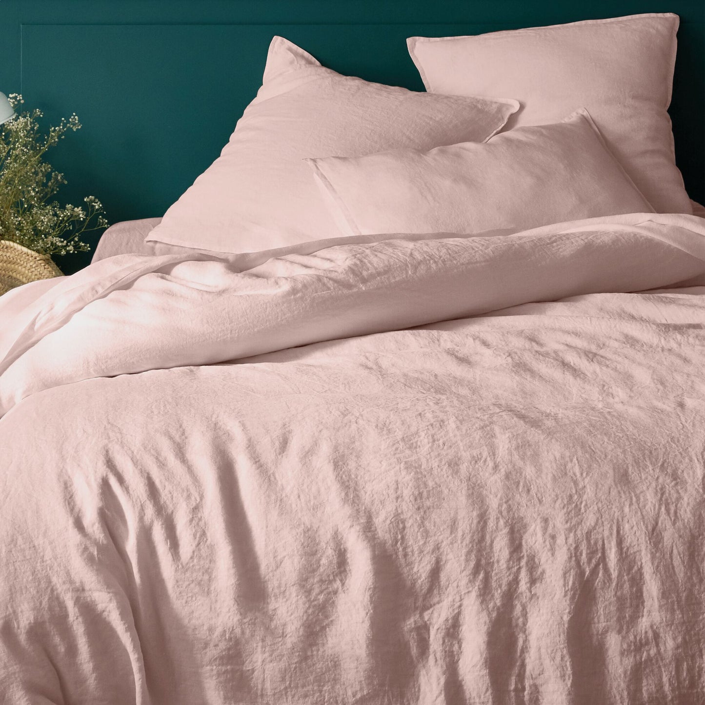 VENCE - Housse de couette en lin lavé 260x240cm - rose rosa