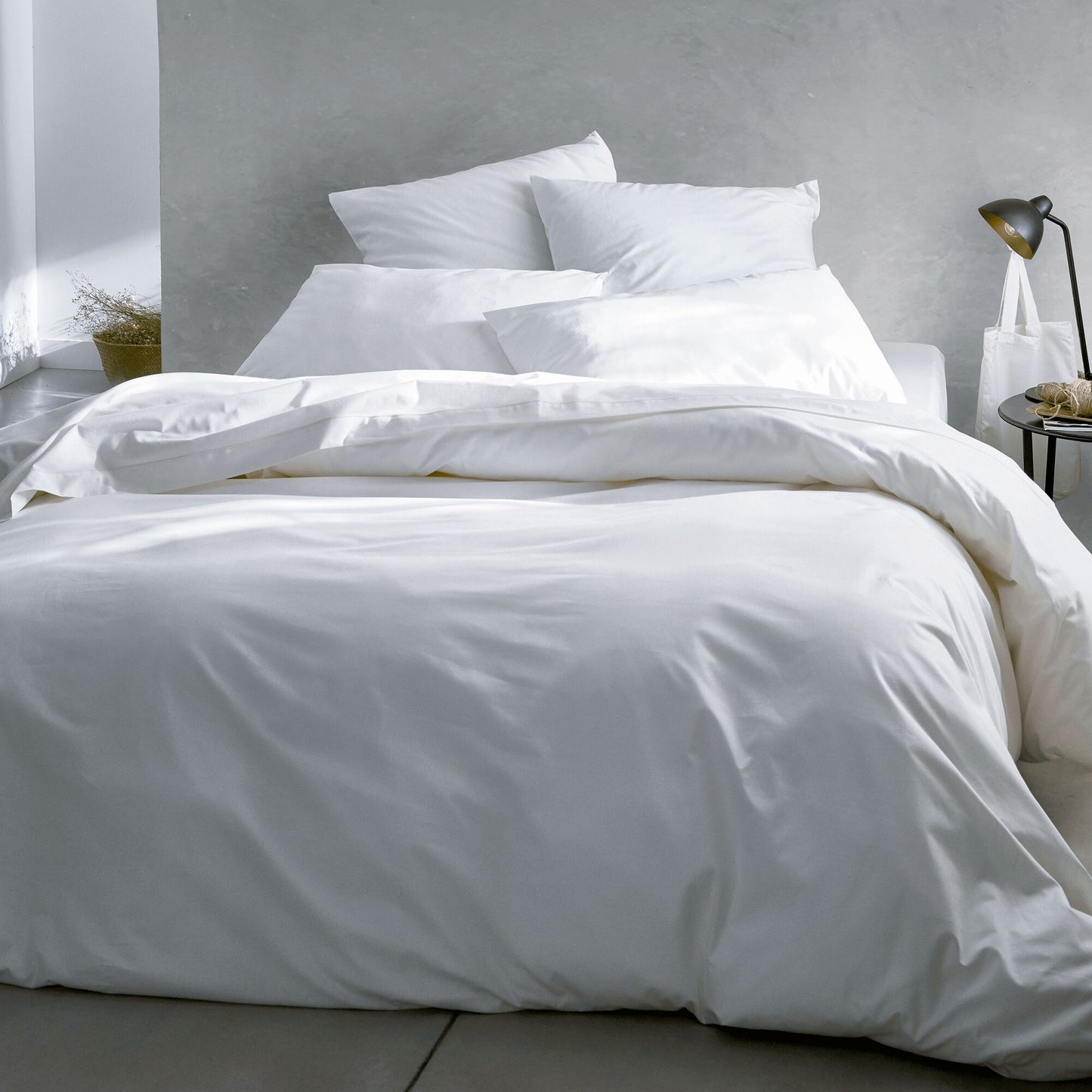 CALANQUES - Linge de lit uni en coton - blanc