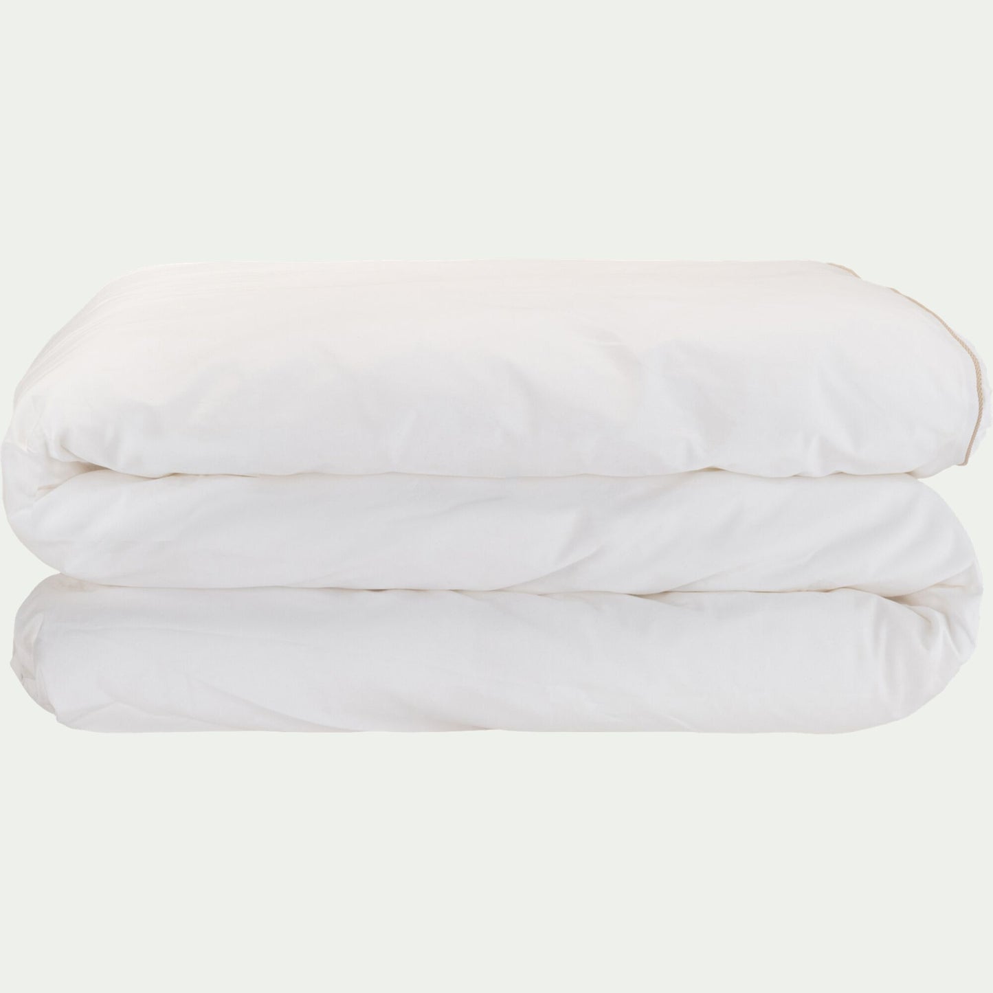 EZIO - Housse de couette en percale de coton 260x240cm liseré tressé beige alpilles - blanc
