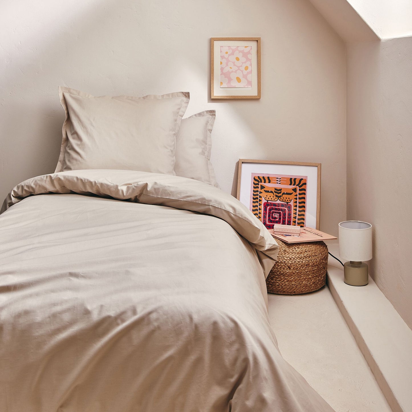 ORGANICA - Housse de couette en coton bio 140x200cm - beige alpilles