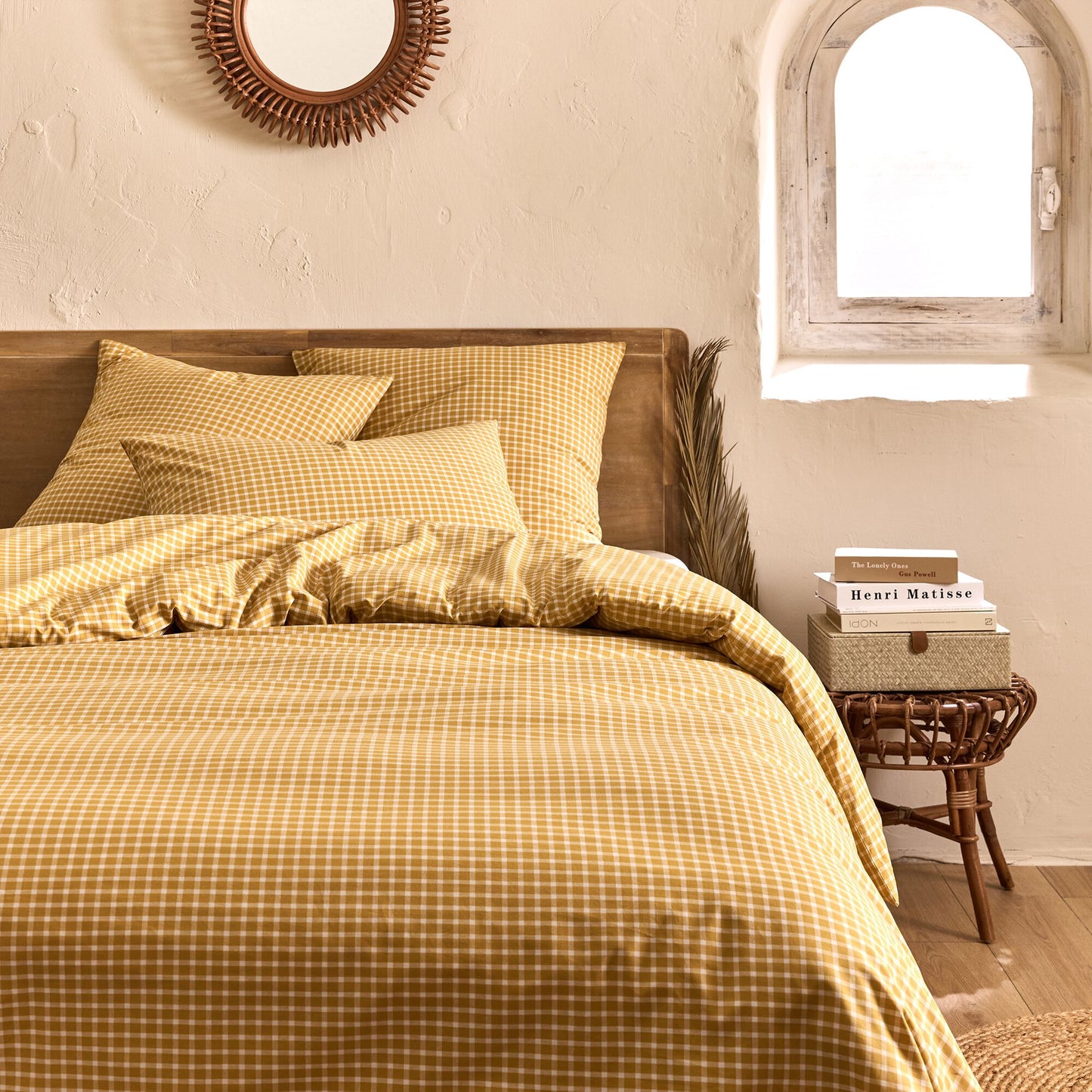 PLAKA - Housse de couette en coton motif carreaux 260x240cm - jaune