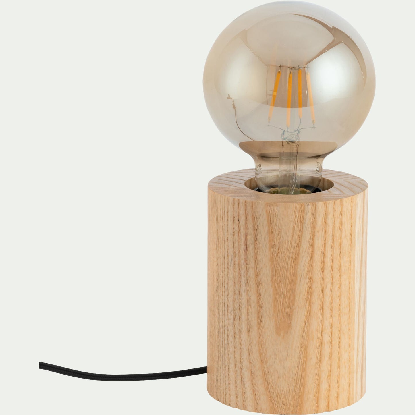 TRETS - Pied de lampe électrifié en bois de chêne - bois clair H12,5cm